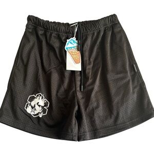 Snowday x STA Black Mesh Shorts Embroidered Graphic‎ Collab Size S NWT